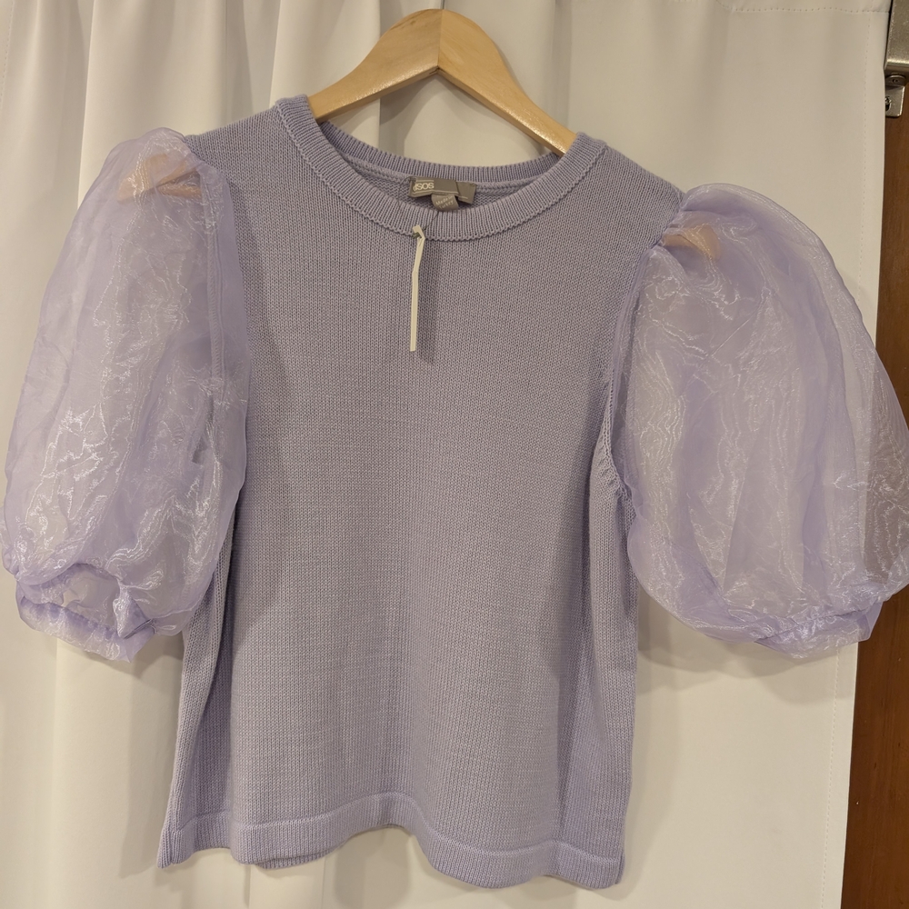 Lavender Puff Sleeve Sweater